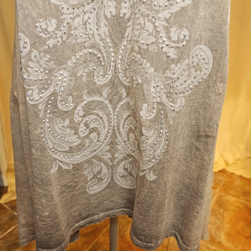 Vocal Silver and Tan Tunic Top with Chic Design - Picture 10 of 15